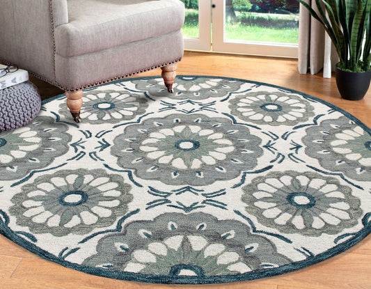 Rugs Ariel-22132 Farmhouse Hand-Tufted Ivory/Gray Cotton Indoor Area Rug - LR Home