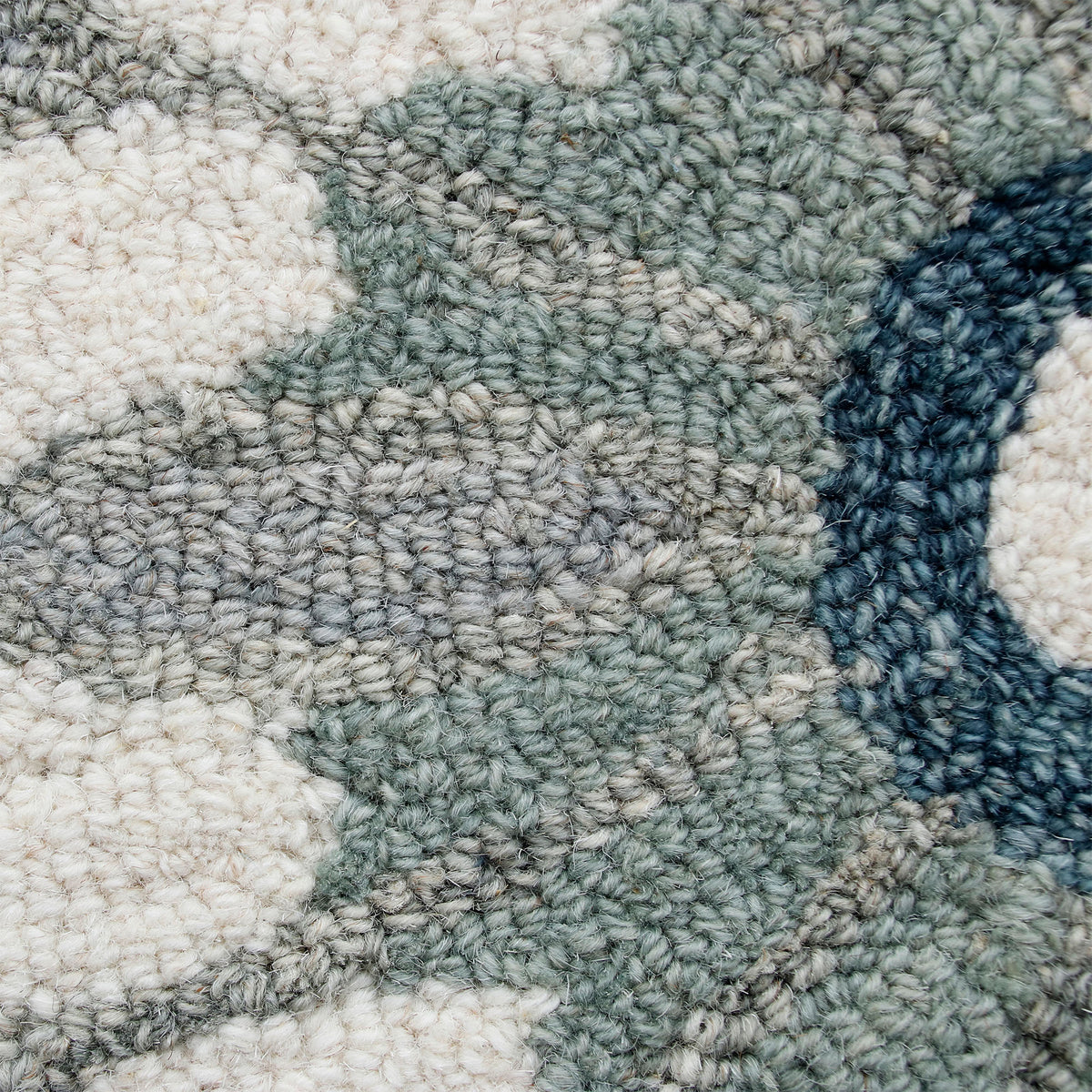 RugsA Ivory/Gray Suzani Wool Round Rug - close-up detail