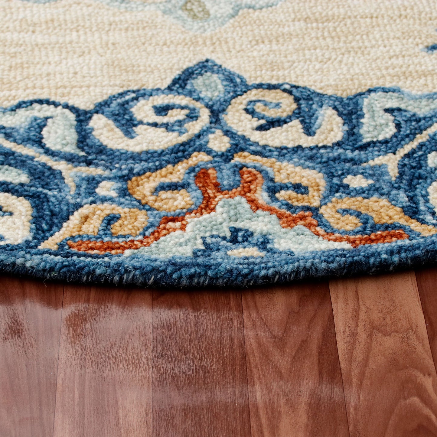 RUGSA-22133 Bohemian/Eclectic Hand-Tufted Beige/Blue Wool Indoor Area Rugs - LR Home