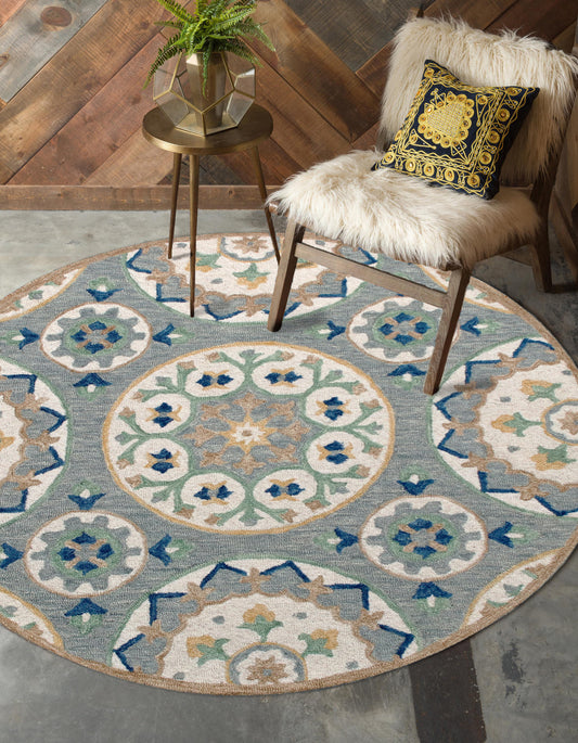 Rugs Ariel-22135 Farmhouse Hand-Tufted Gray/Brown Cotton Indoor Area Rug - LR Home