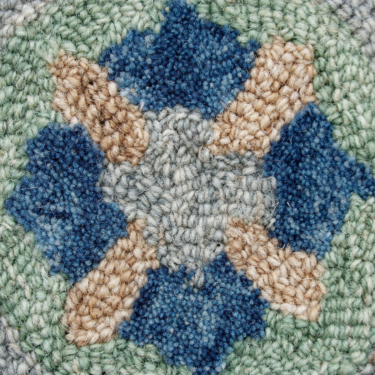 RugsA Gray/Brown Suzani Wool Round Rug - close-up detail