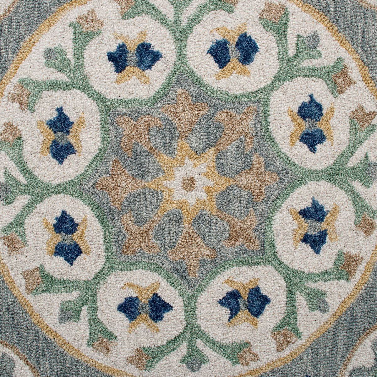 RugsA Gray/Brown Suzani Wool Round Rug - color swatch