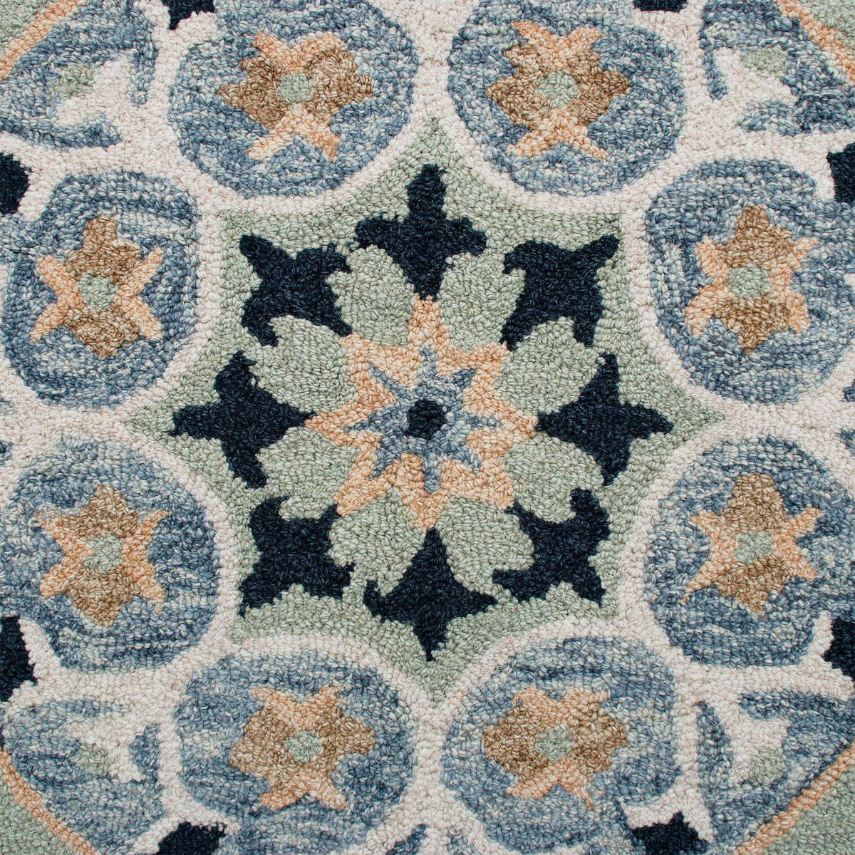 RugsA Sage/Blue Suzani Wool Round Rug - color swatch