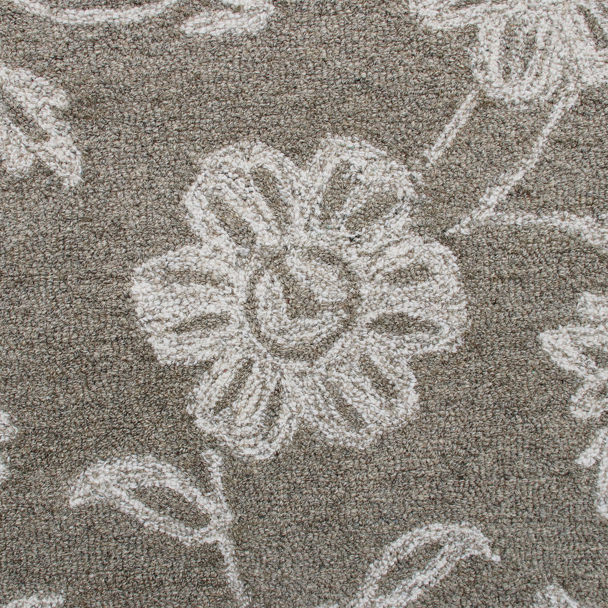 RugsA Gray/Ivory Floral Wool Round Rug - color swatch