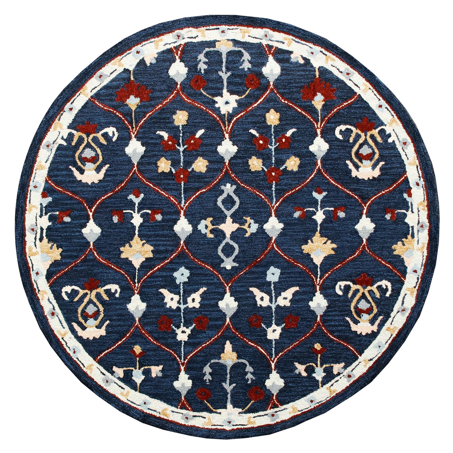 Rugs Ariel-22138 Farmhouse Hand-Tufted Navy/Red Cotton Indoor Area Rug - LR Home