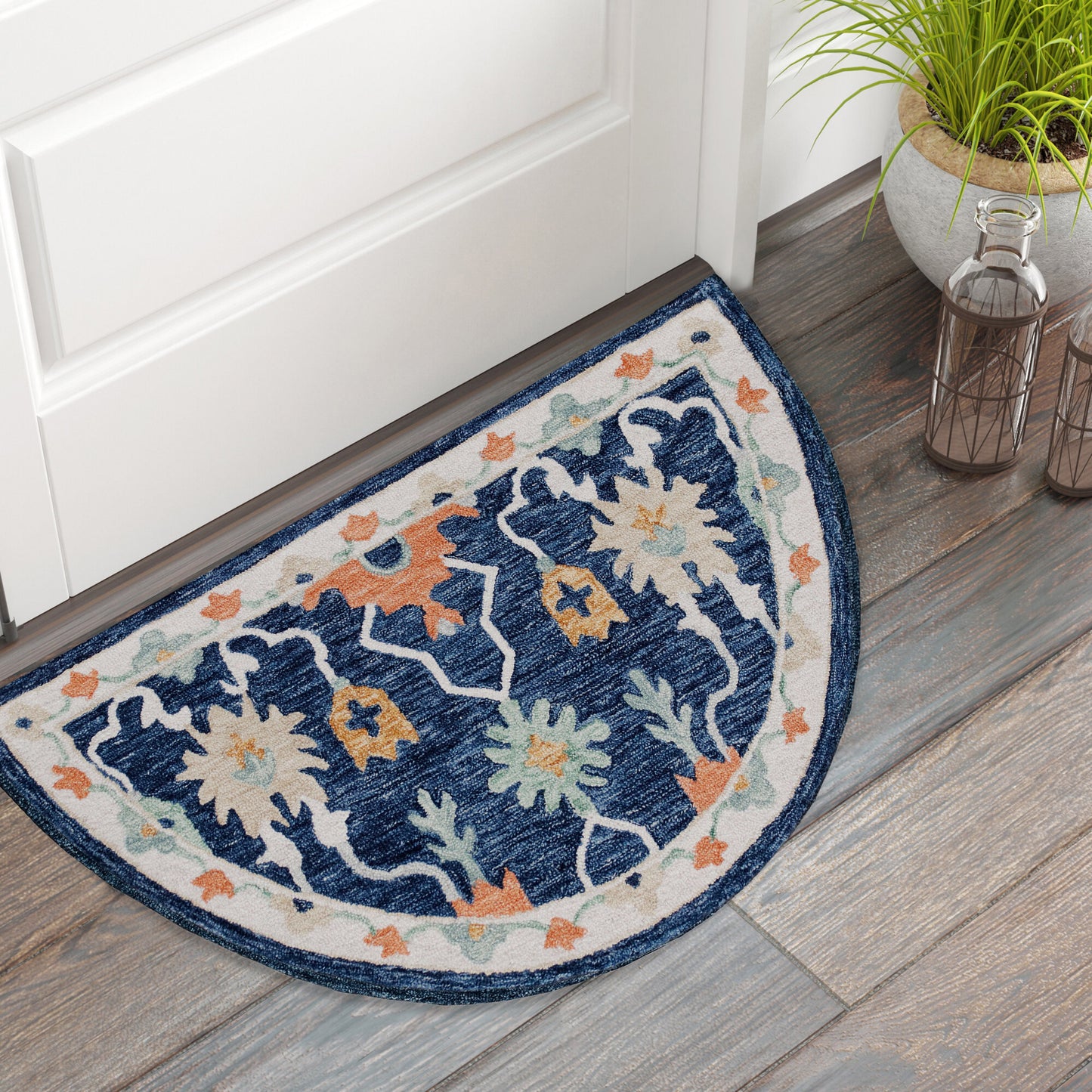 Rugs Ariel-22145 Farmhouse Hand-Tufted Blue/Multi Cotton Indoor Area Rug - LR Home