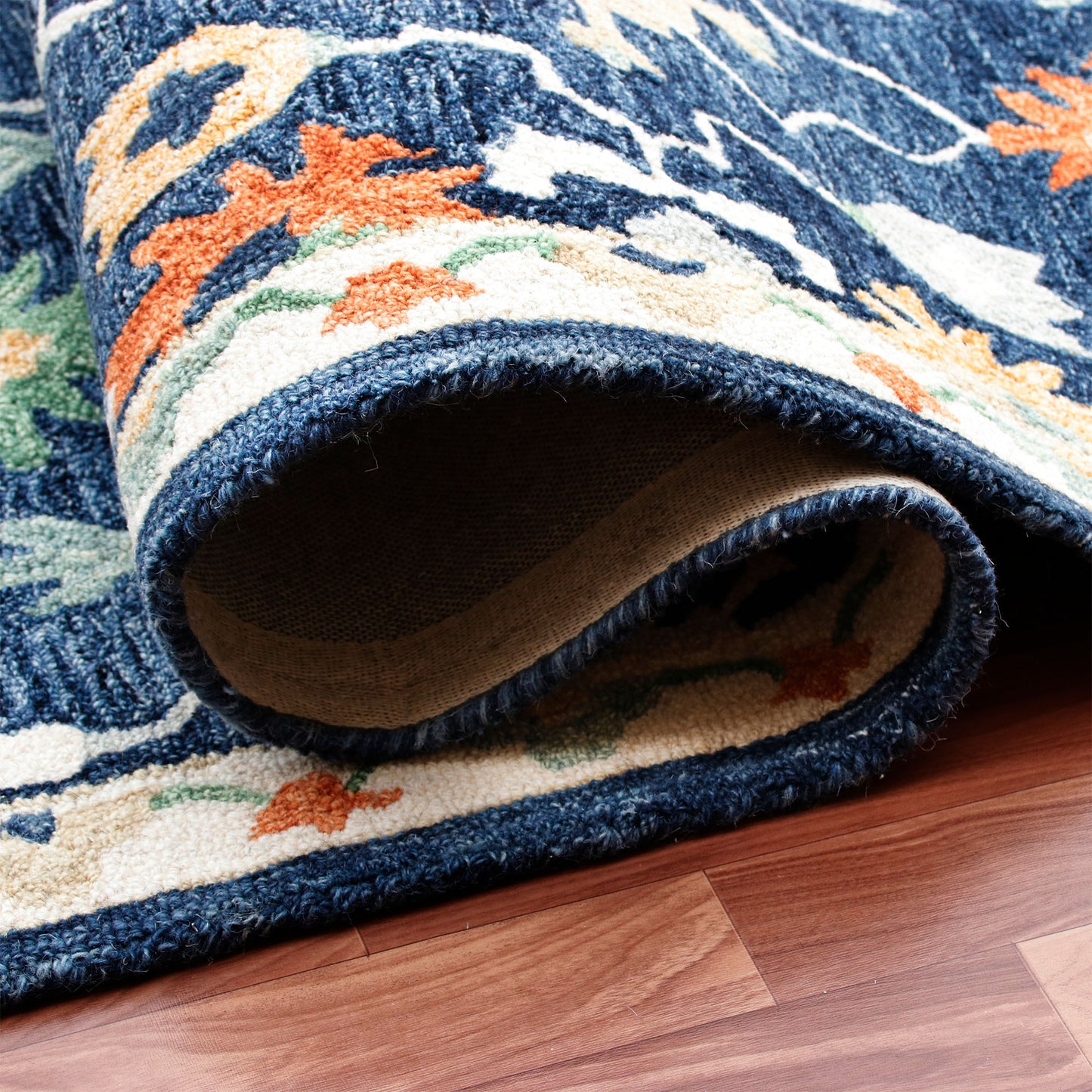 Rugs Ariel-22145 Farmhouse Hand-Tufted Blue/Multi Cotton Indoor Area Rug - LR Home