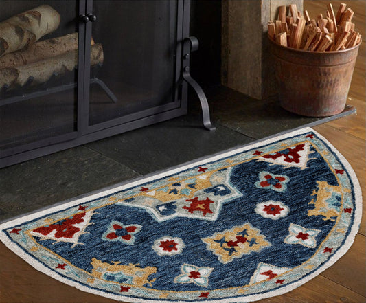 Rugs Ariel-22146 Farmhouse Hand-Tufted Blue/Multi Cotton Indoor Area Rug - LR Home