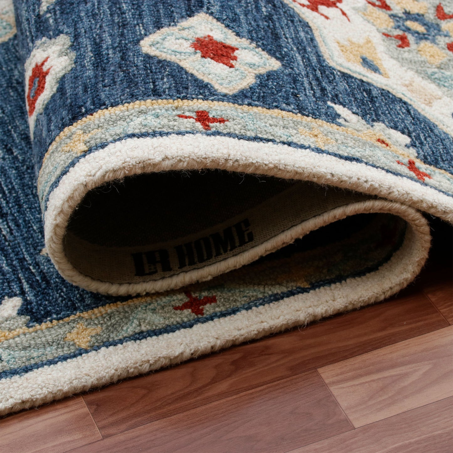 Rugs Ariel-22146 Farmhouse Hand-Tufted Blue/Multi Cotton Indoor Area Rug - LR Home