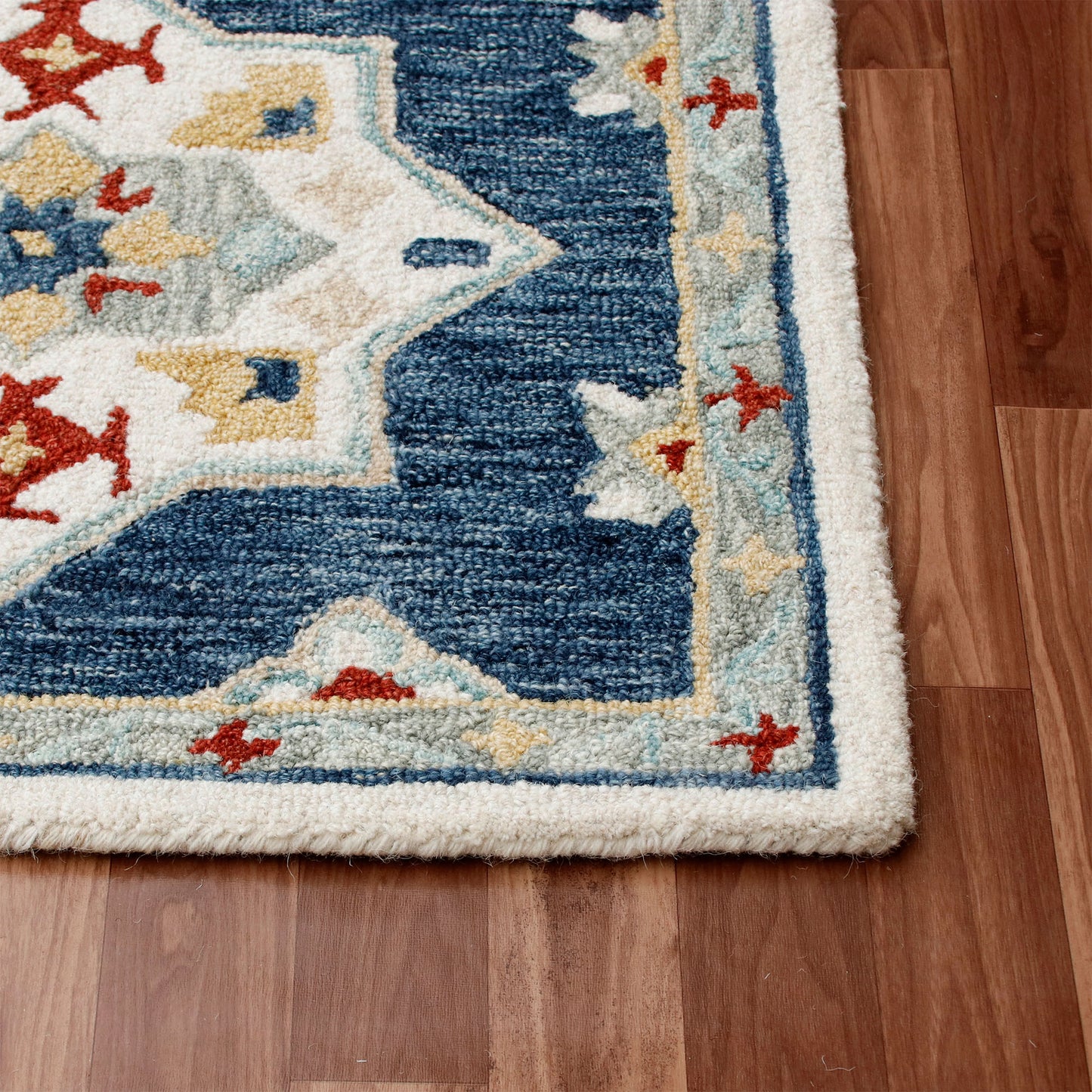 Rugs Ariel-22146 Farmhouse Hand-Tufted Blue/Multi Cotton Indoor Area Rug - LR Home
