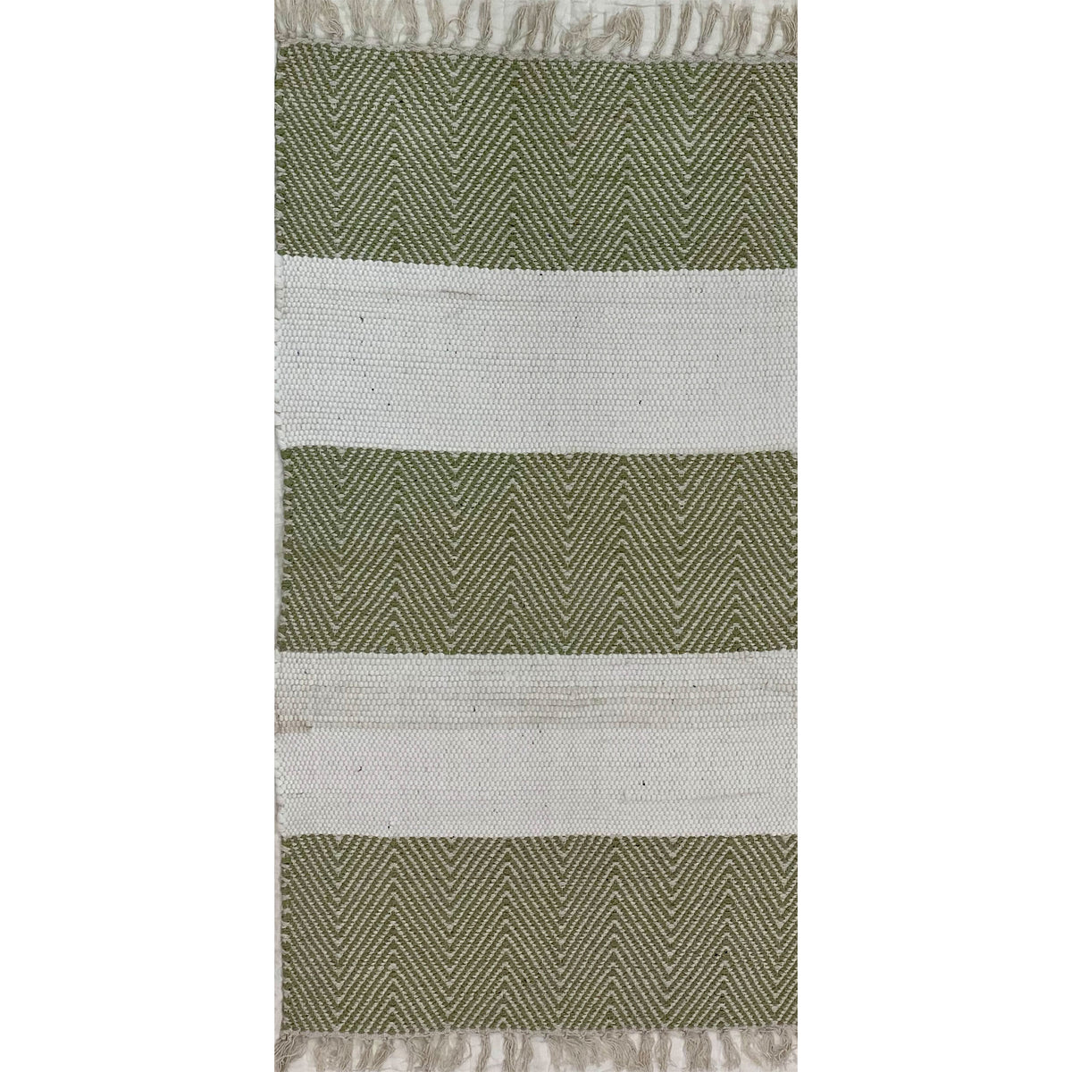 RugsA Olive Gray/Ivory Farmhouse Striped Wool Area Rug - Silo view