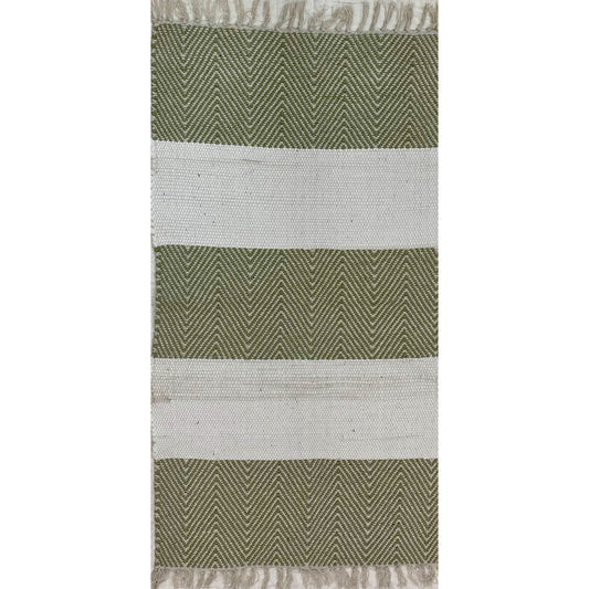 RugsA Olive Gray/Ivory Farmhouse Striped Wool Area Rug - Silo view