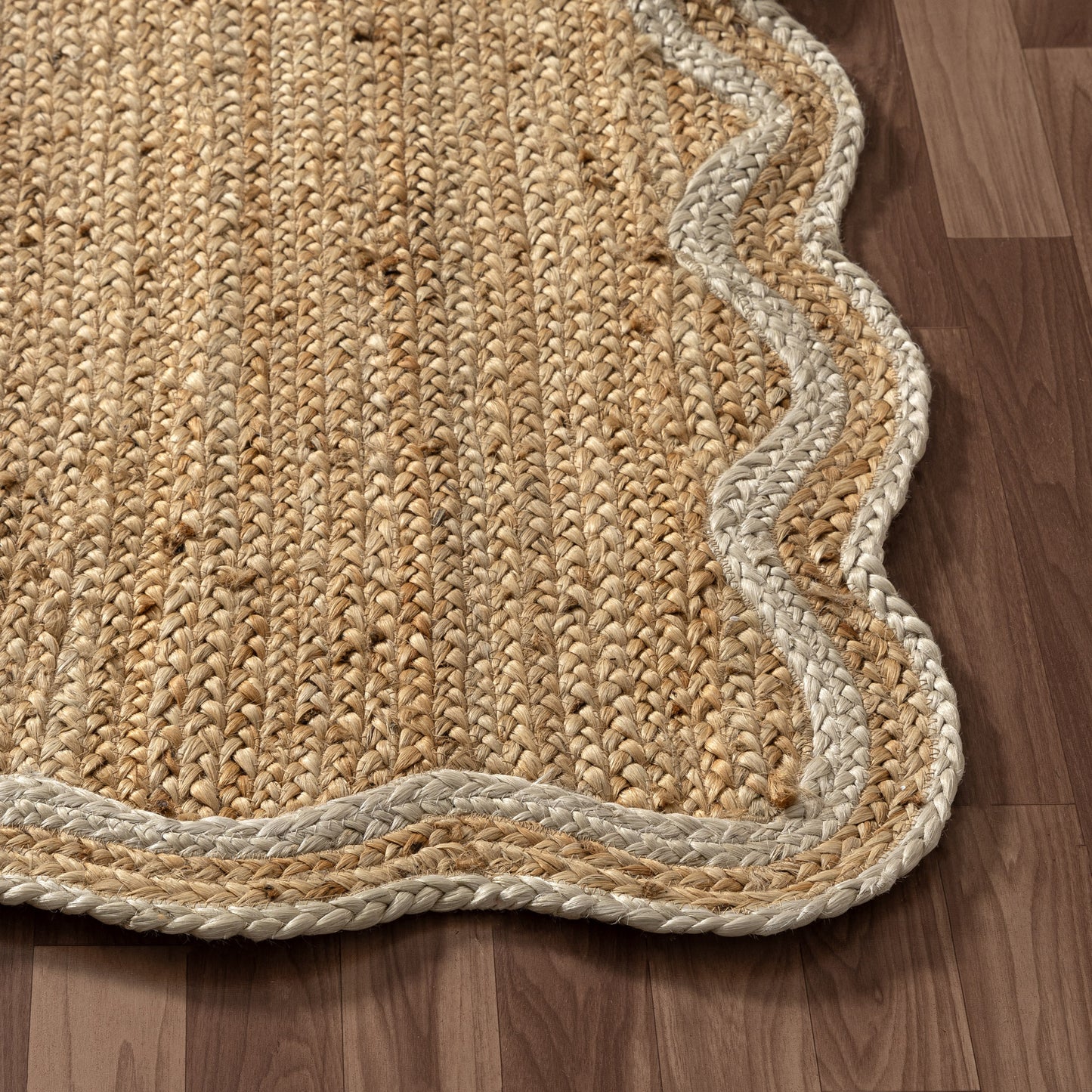 SCALP-82724 Farmhouse Hand-Braided Natural/Ivory Jute Indoor Area Rugs - LR Home