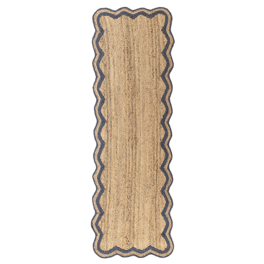 SCALP-82724 Farmhouse Hand-Braided Natural/Midnight Navy Jute Indoor Area Rugs - LR Home