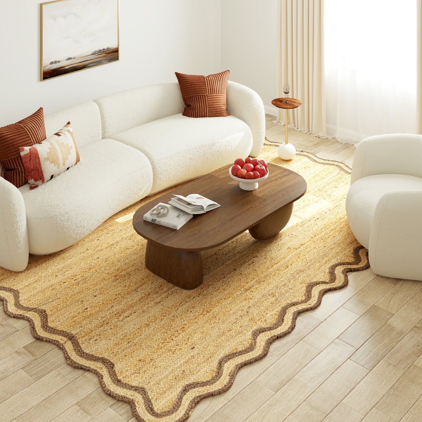 SCALP-82724 Farmhouse Hand-Braided Natural/Partridge Jute Indoor Area Rugs - LR Home