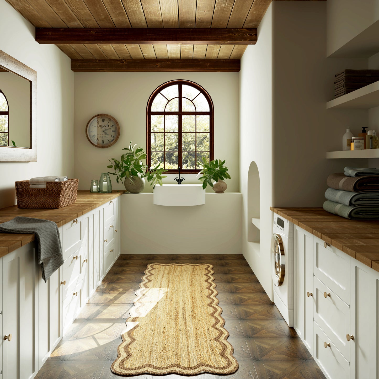 SCALP-82724 Farmhouse Hand-Braided Natural/Partridge Jute Indoor Area Rugs - LR Home