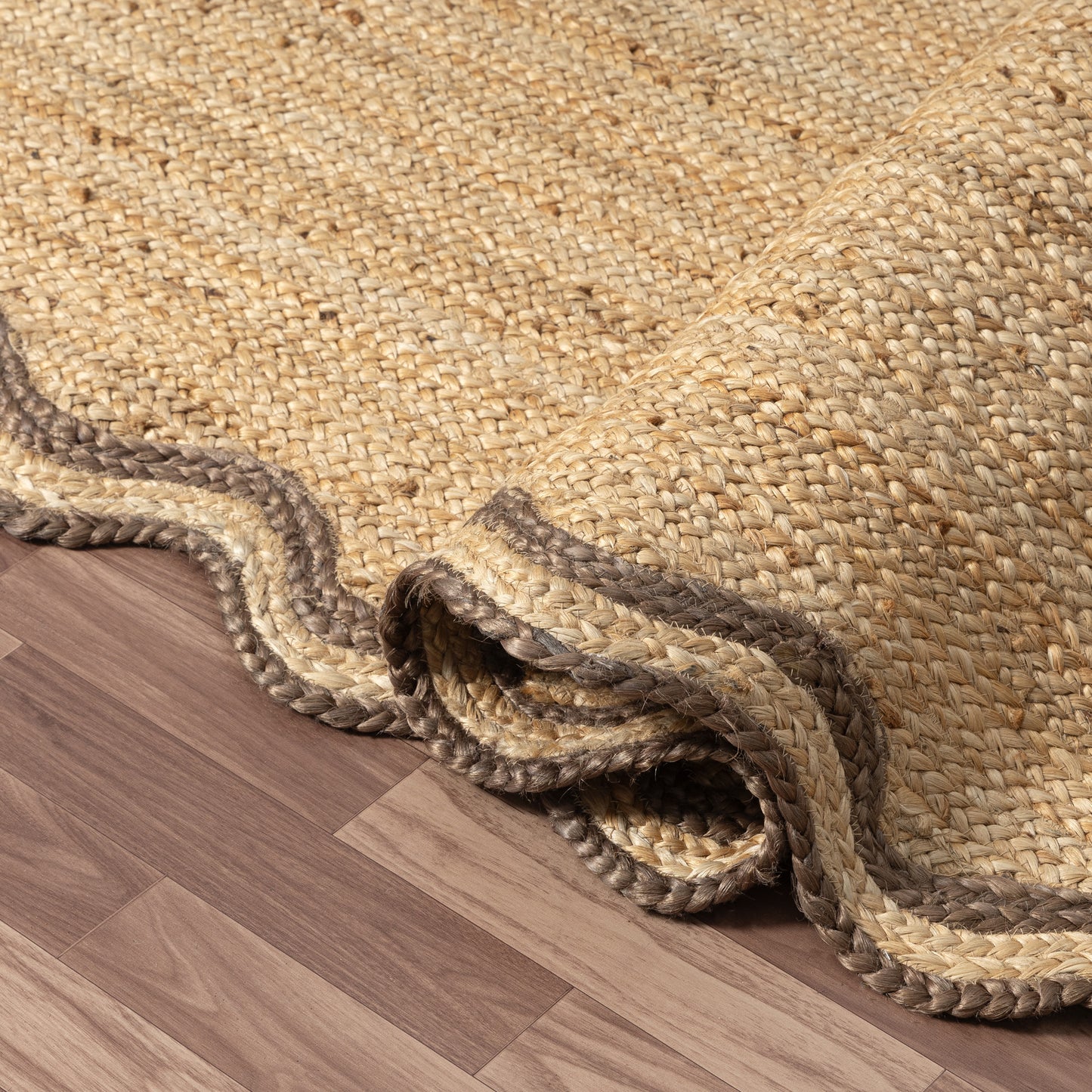 SCALP-82724 Farmhouse Hand-Braided Natural/Partridge Jute Indoor Area Rugs - LR Home
