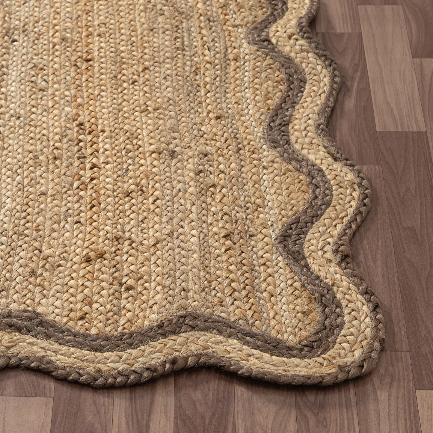 SCALP-82724 Farmhouse Hand-Braided Natural/Partridge Jute Indoor Area Rugs - LR Home