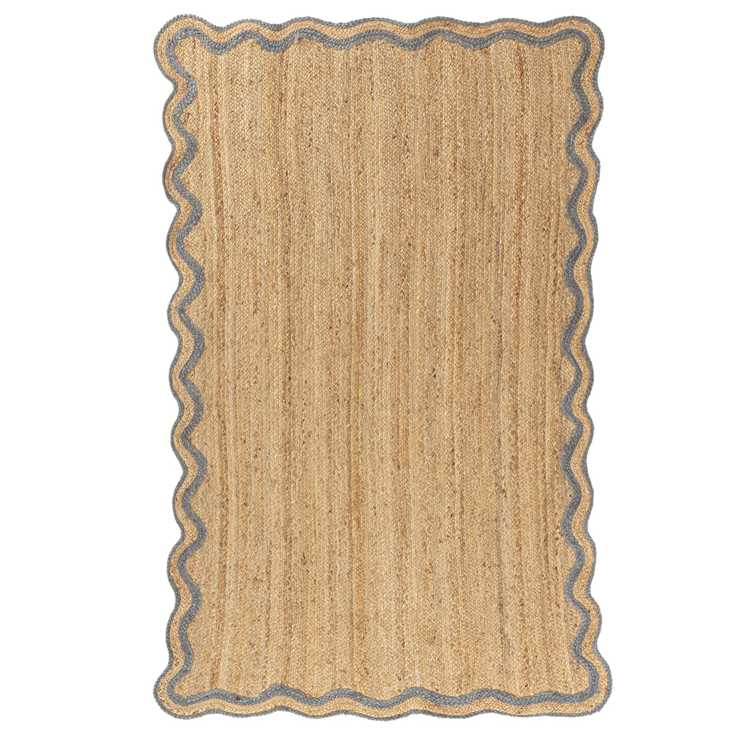 SCALP-82724 Farmhouse Hand-Braided Natural/Denim Jute Indoor Area Rugs - LR Home