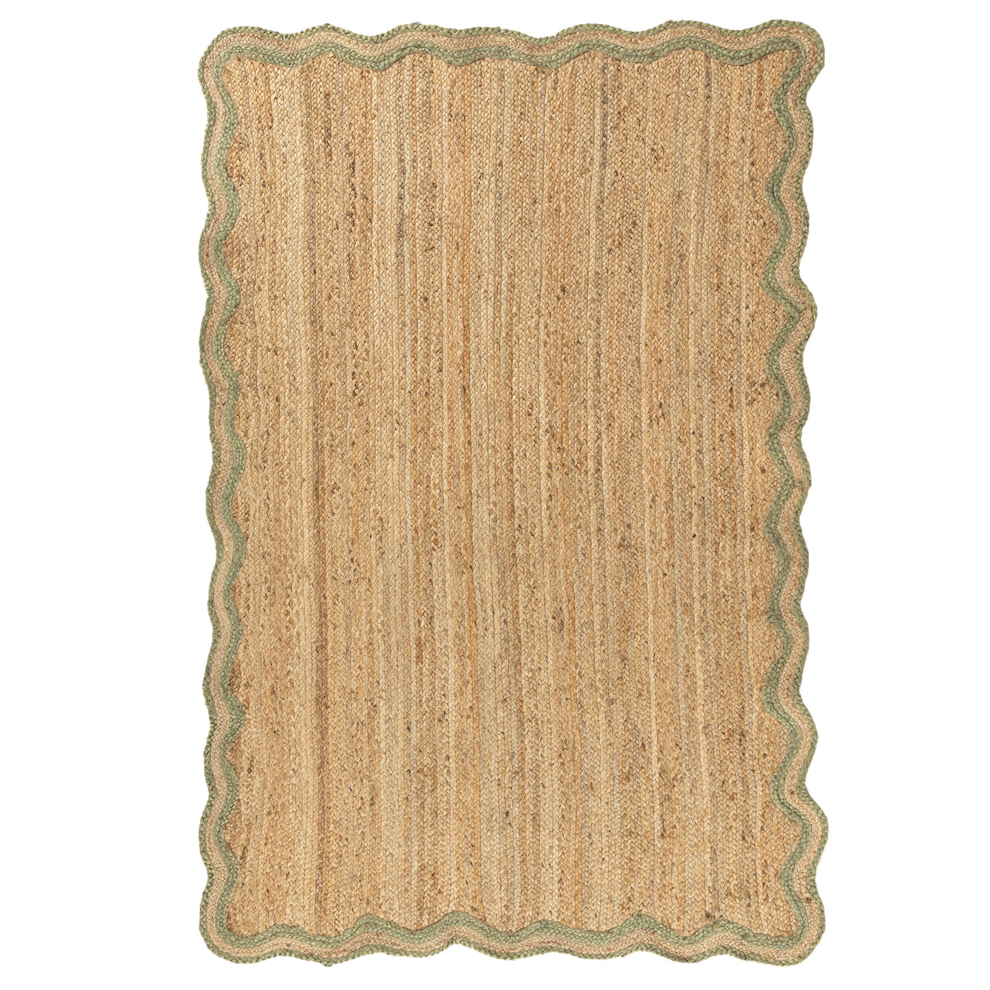 SCALP-82724 Farmhouse Hand-Braided Natural/Sage Jute Indoor Area Rugs - LR Home