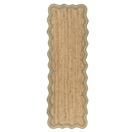 SCALP-82724 Farmhouse Hand-Braided Natural/Sage Jute Indoor Area Rugs - LR Home