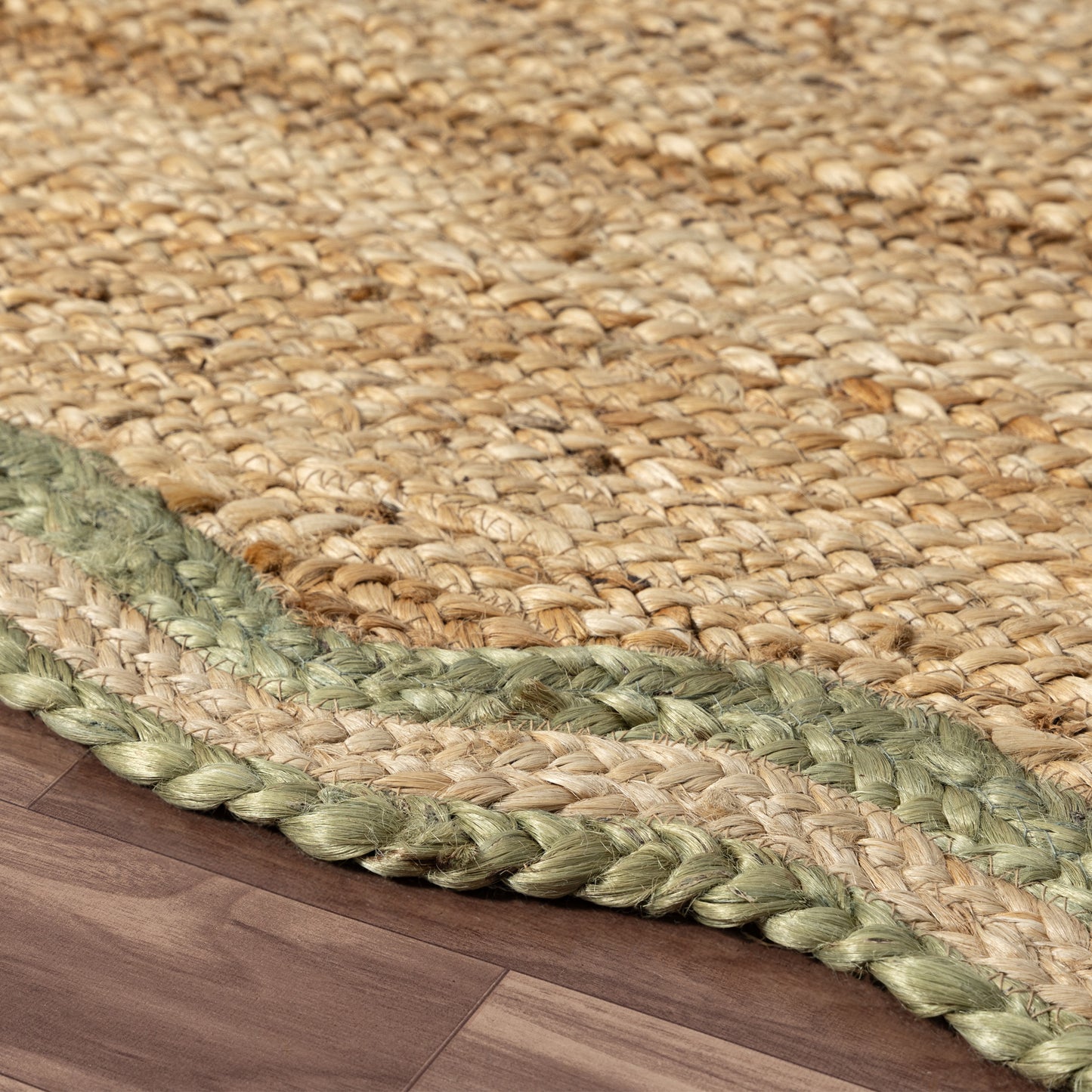 SCALP-82724 Farmhouse Hand-Braided Natural/Sage Jute Indoor Area Rugs - LR Home