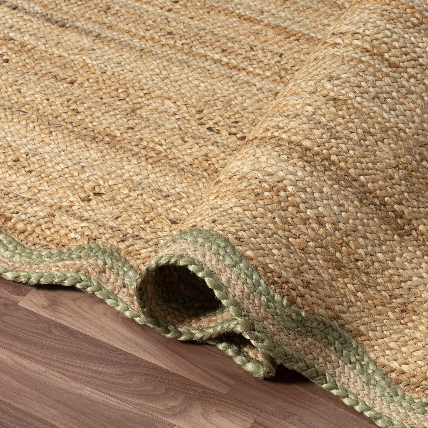 SCALP-82724 Farmhouse Hand-Braided Natural/Sage Jute Indoor Area Rugs - LR Home