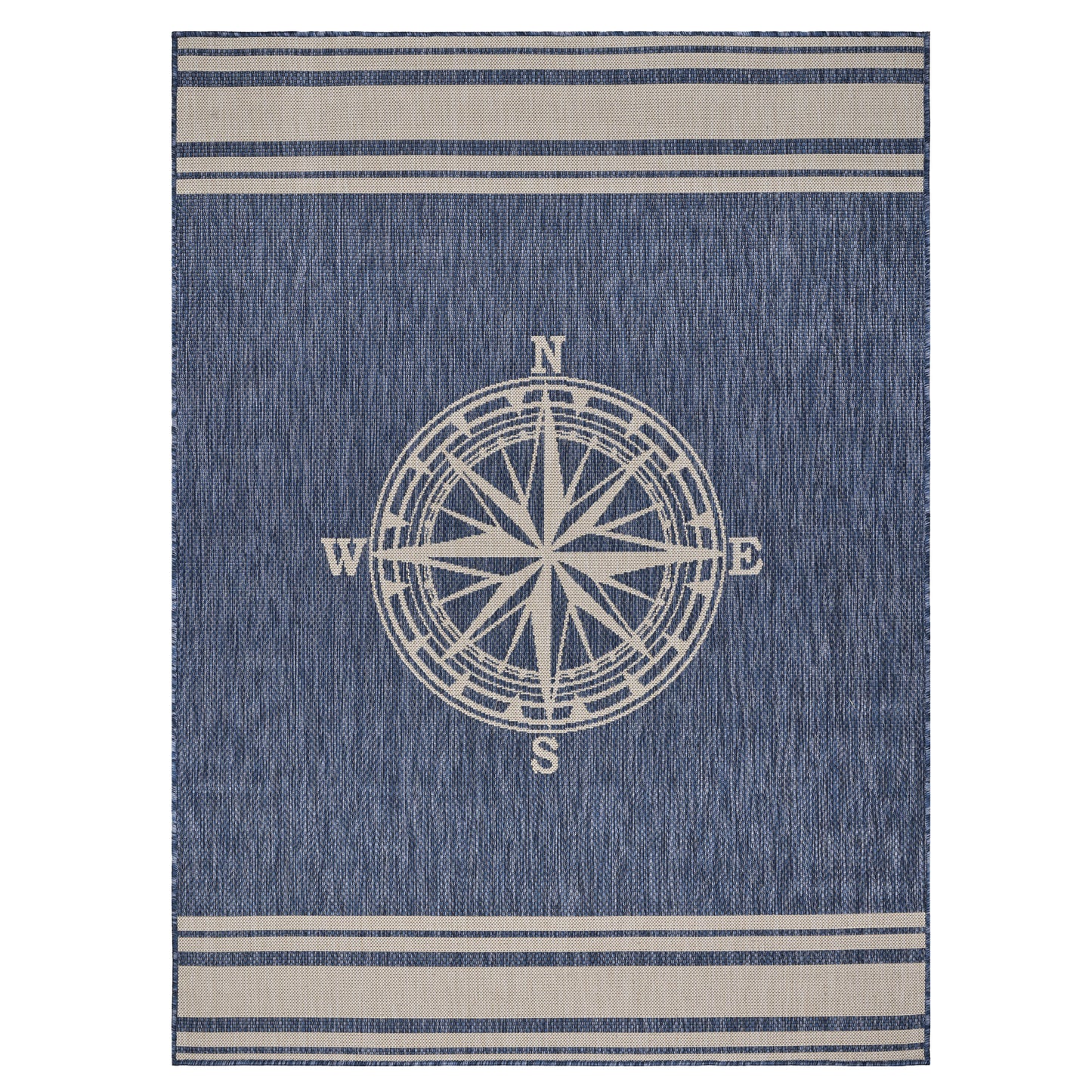 Seaside-81871 Nautical Power-Loomed Navy/White Polypropylene Indoor/Outdoor Area Rug - LR Home