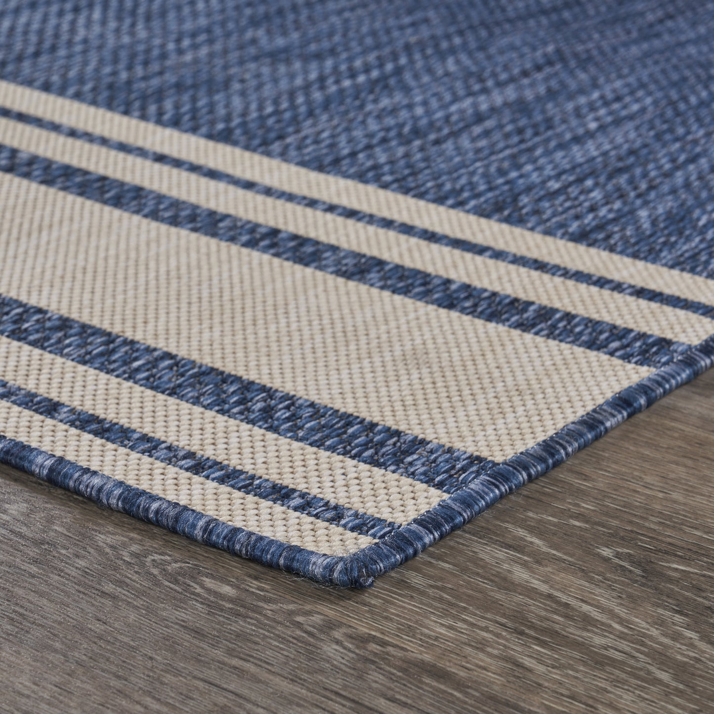 Seaside-81871 Nautical Power-Loomed Navy/White Polypropylene Indoor/Outdoor Area Rug - LR Home