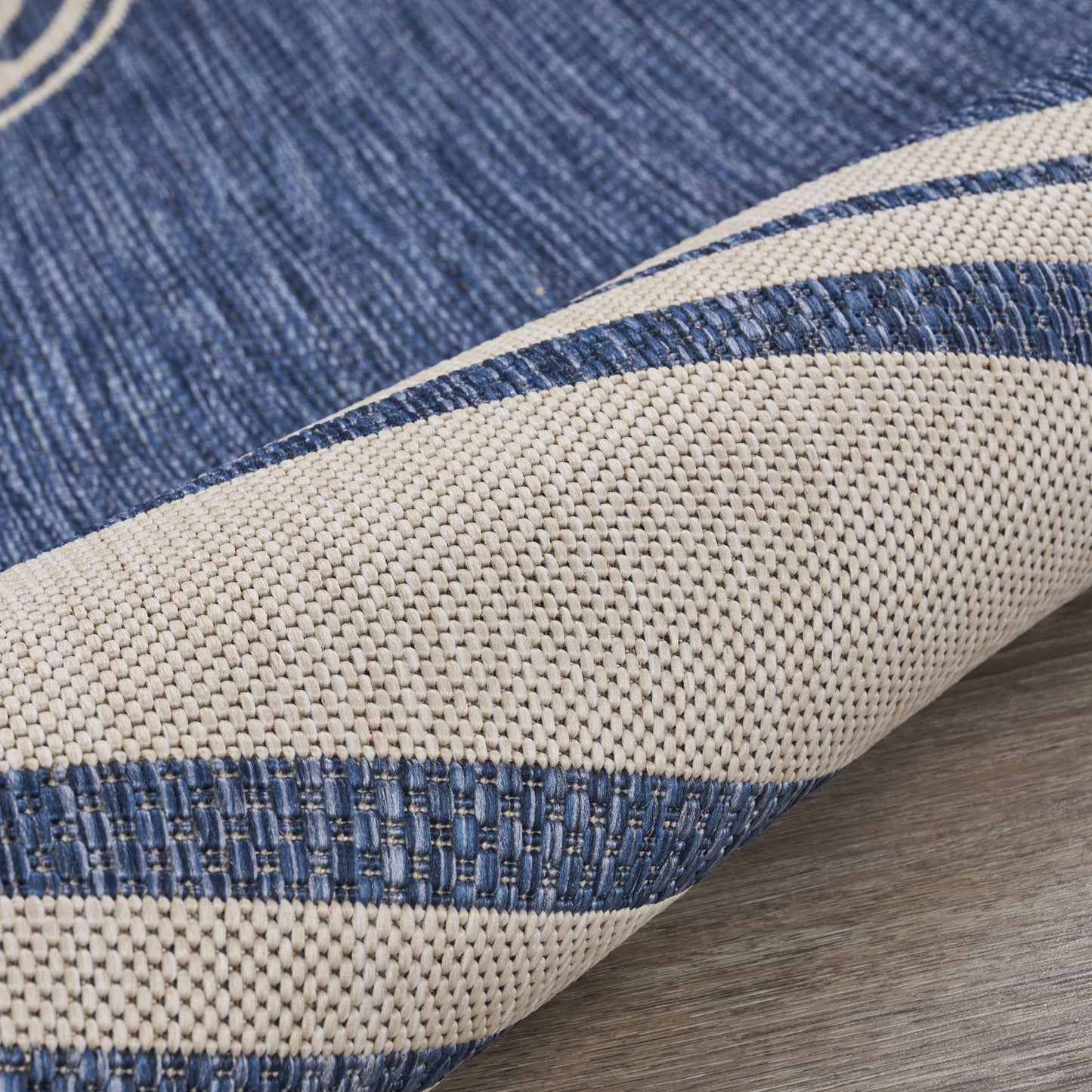 Seaside-81871 Nautical Power-Loomed Navy/White Polypropylene Indoor/Outdoor Area Rug - LR Home