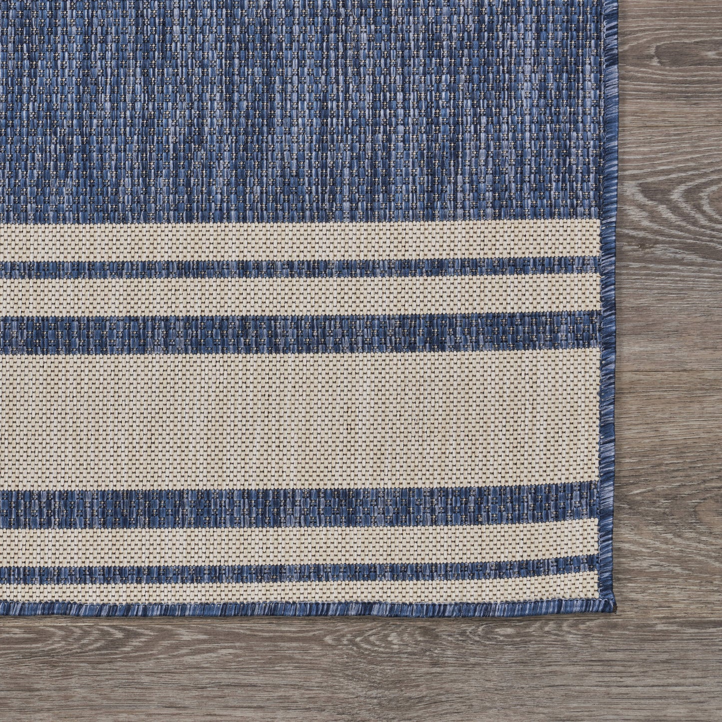 Seaside-81871 Nautical Power-Loomed Navy/White Polypropylene Indoor/Outdoor Area Rug - LR Home