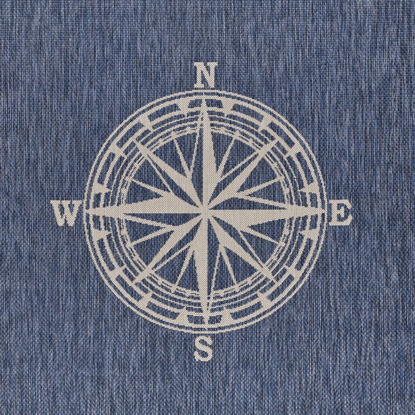 Seaside-81871 Nautical Power-Loomed Navy/White Polypropylene Indoor/Outdoor Area Rug - LR Home