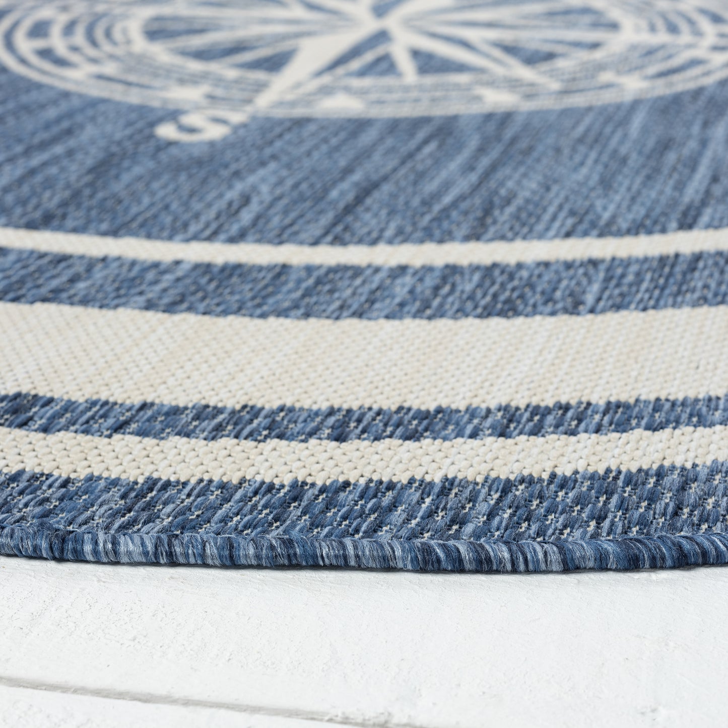 SEADE-81871 Modern/Contemporary Machine Made Navy/White Poly Blend Indoor/Outdoor Area Rugs - LR Home