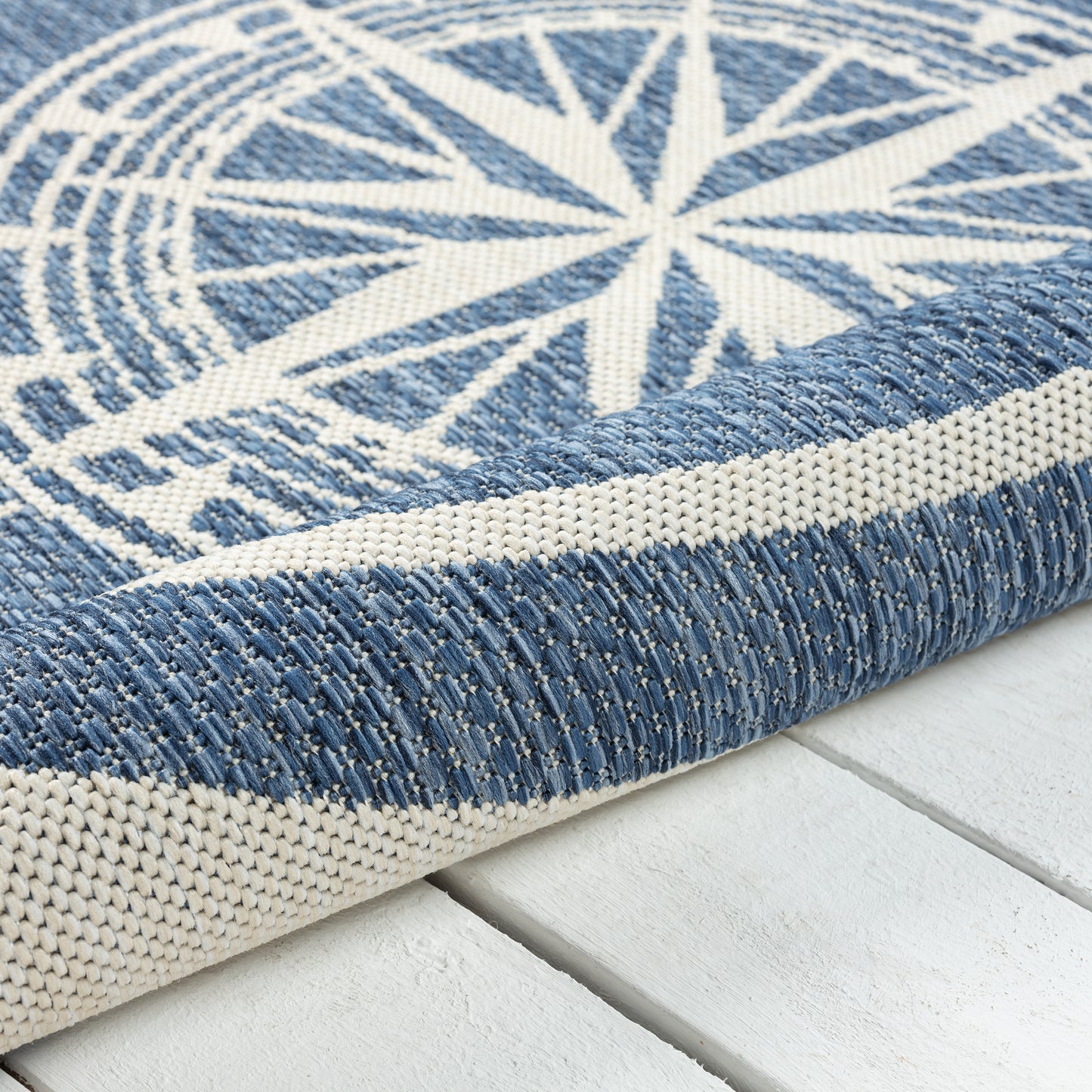 SEADE-81871 Modern/Contemporary Machine Made Navy/White Poly Blend Indoor/Outdoor Area Rugs - LR Home