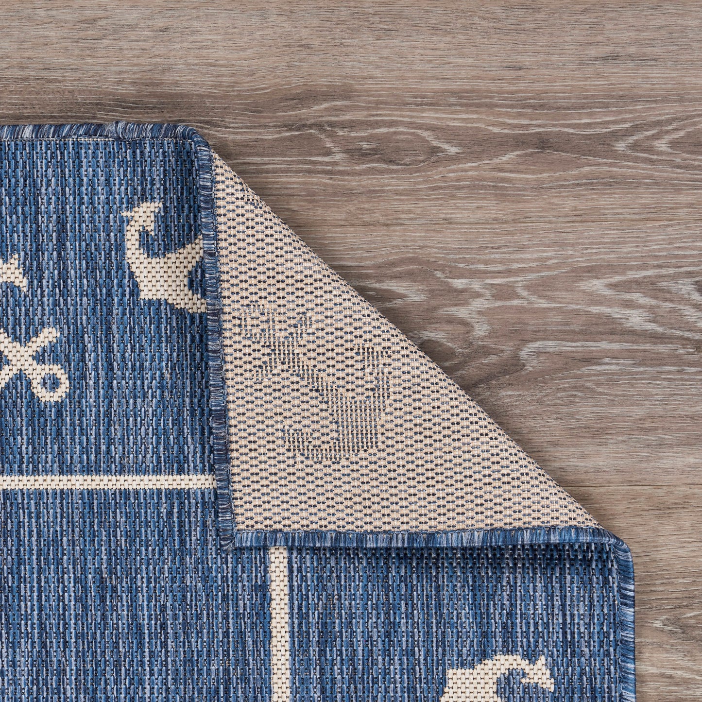 SEADE-81872 Modern/Contemporary Machine Made Navy/White Poly Blend Indoor/Outdoor Area Rugs - LR Home