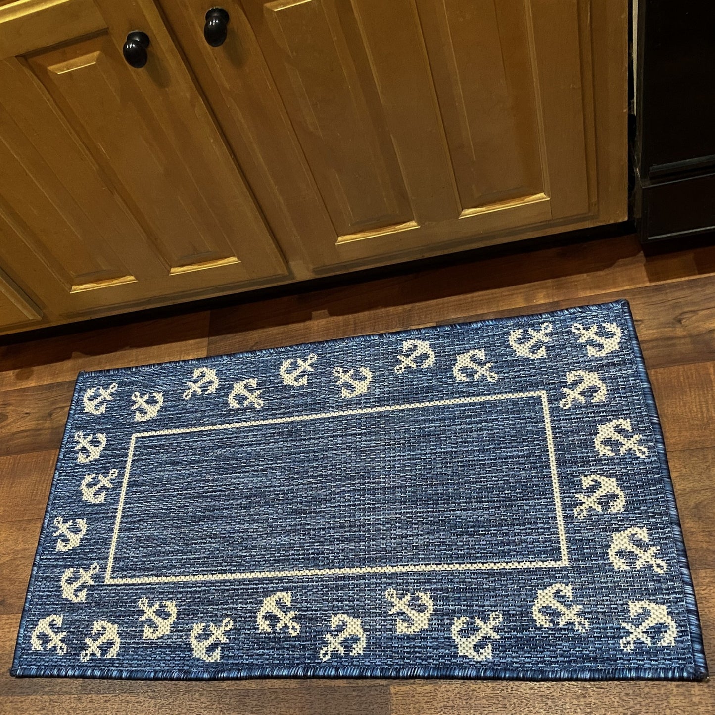 SEADE-81872 Modern/Contemporary Machine Made Navy/White Poly Blend Indoor/Outdoor Area Rugs - LR Home