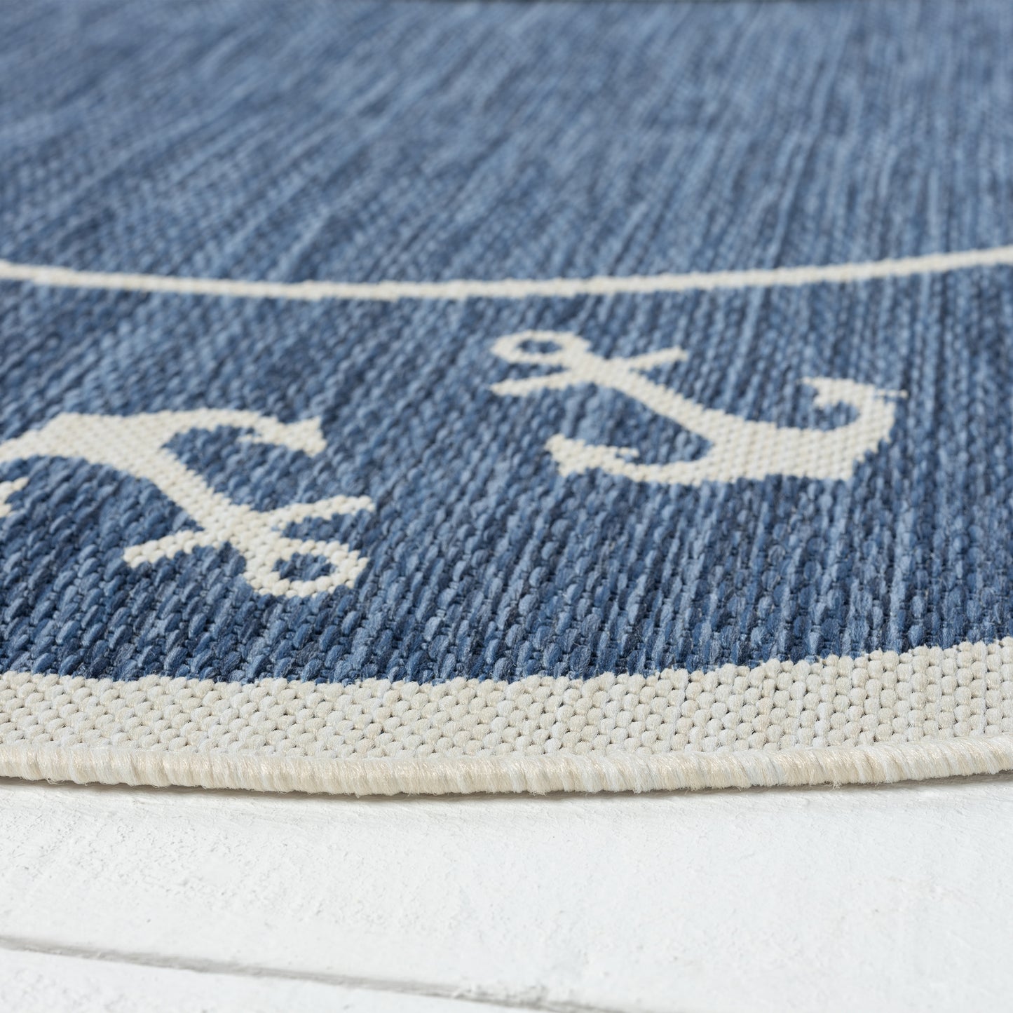 SEADE-81872 Modern/Contemporary Machine Made Navy/White Poly Blend Indoor/Outdoor Area Rugs - LR Home