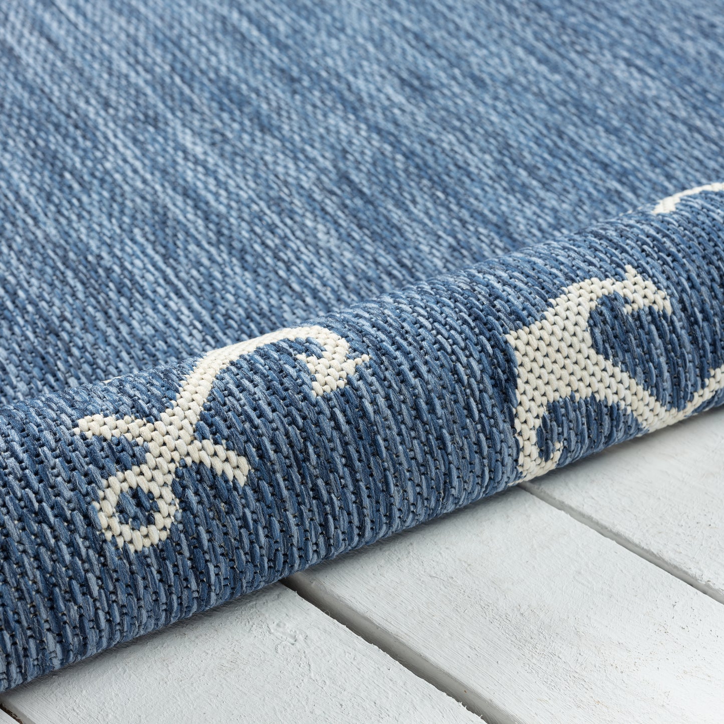 SEADE-81872 Modern/Contemporary Machine Made Navy/White Poly Blend Indoor/Outdoor Area Rugs - LR Home