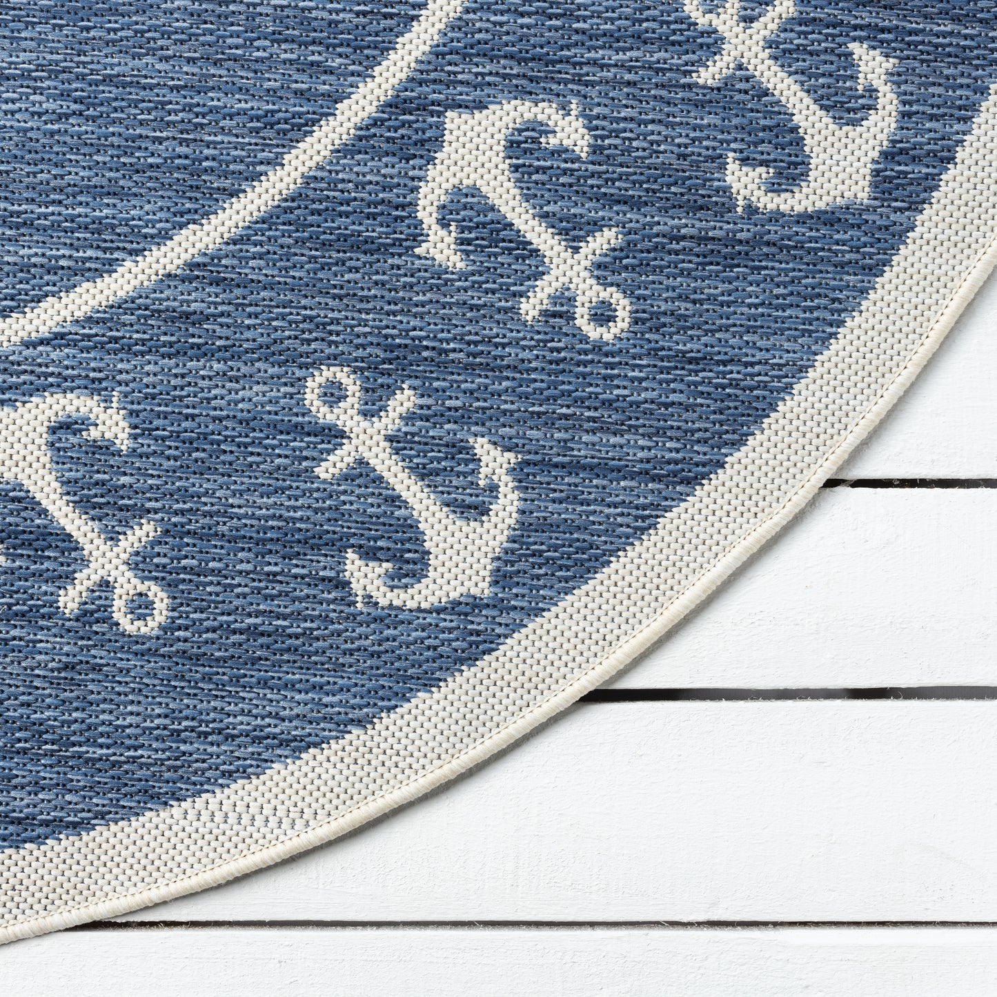 SEADE-81872 Modern/Contemporary Machine Made Navy/White Poly Blend Indoor/Outdoor Area Rugs - LR Home