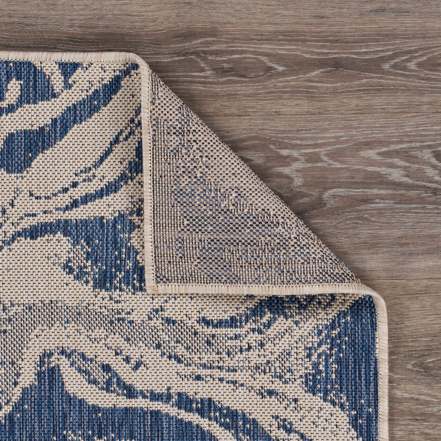 Seaside-81874 Nautical Power-Loomed White/Navy Polypropylene Indoor/Outdoor Area Rug - LR Home