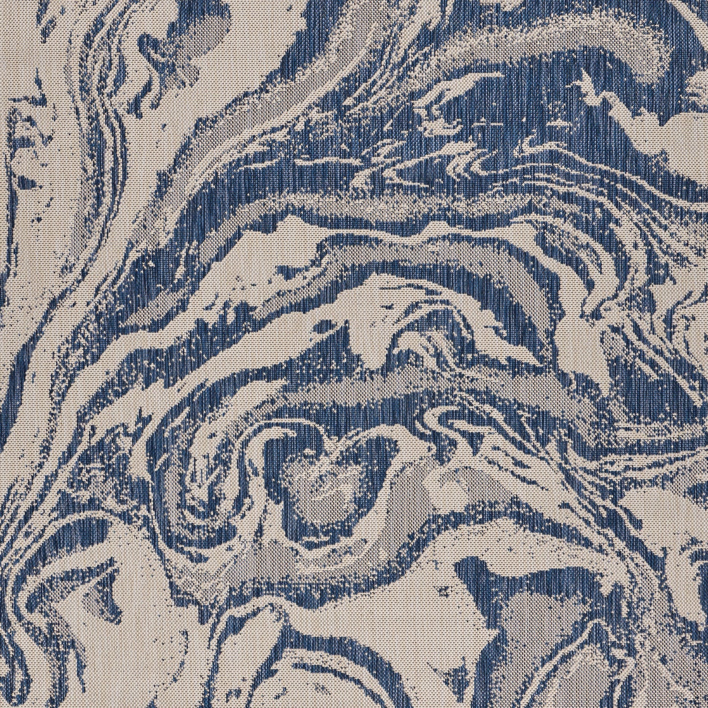 Seaside-81874 Nautical Power-Loomed White/Navy Polypropylene Indoor/Outdoor Area Rug - LR Home