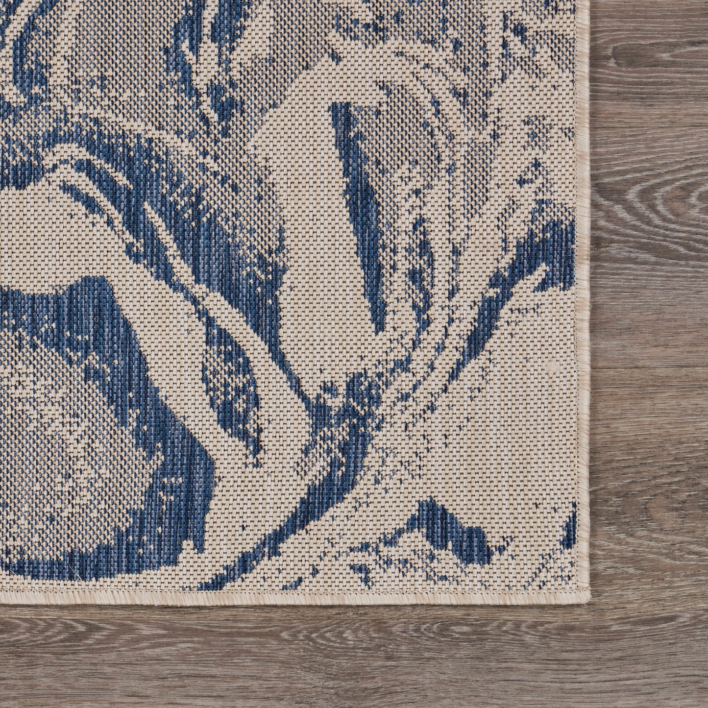 SEADE-81874 Modern/Contemporary Machine Made White/Navy Poly Blend Indoor/Outdoor Area Rugs - LR Home