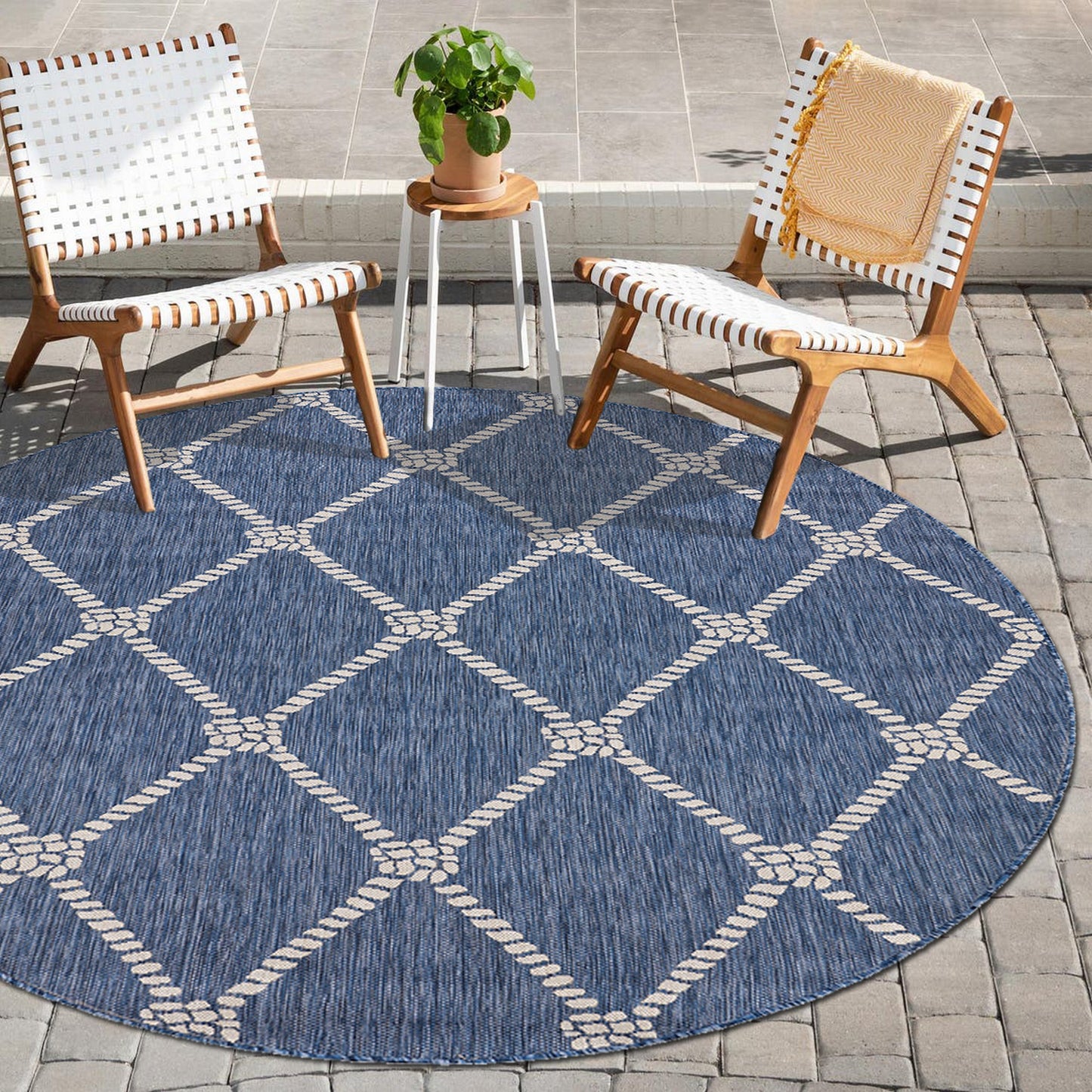 SEADE-81875 Modern/Contemporary Machine Made Navy/White Poly Blend Indoor/Outdoor Area Rugs - LR Home