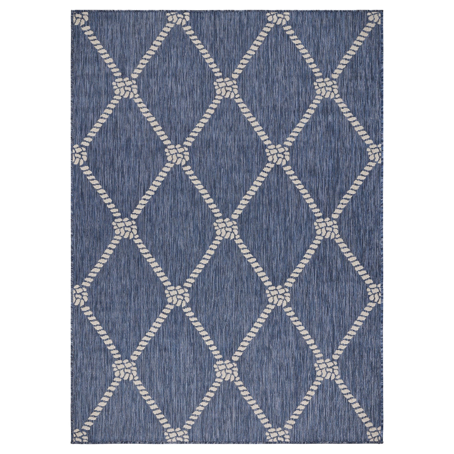 Seaside-81875 Nautical Power-Loomed Navy/White Polypropylene Indoor/Outdoor Area Rug - LR Home