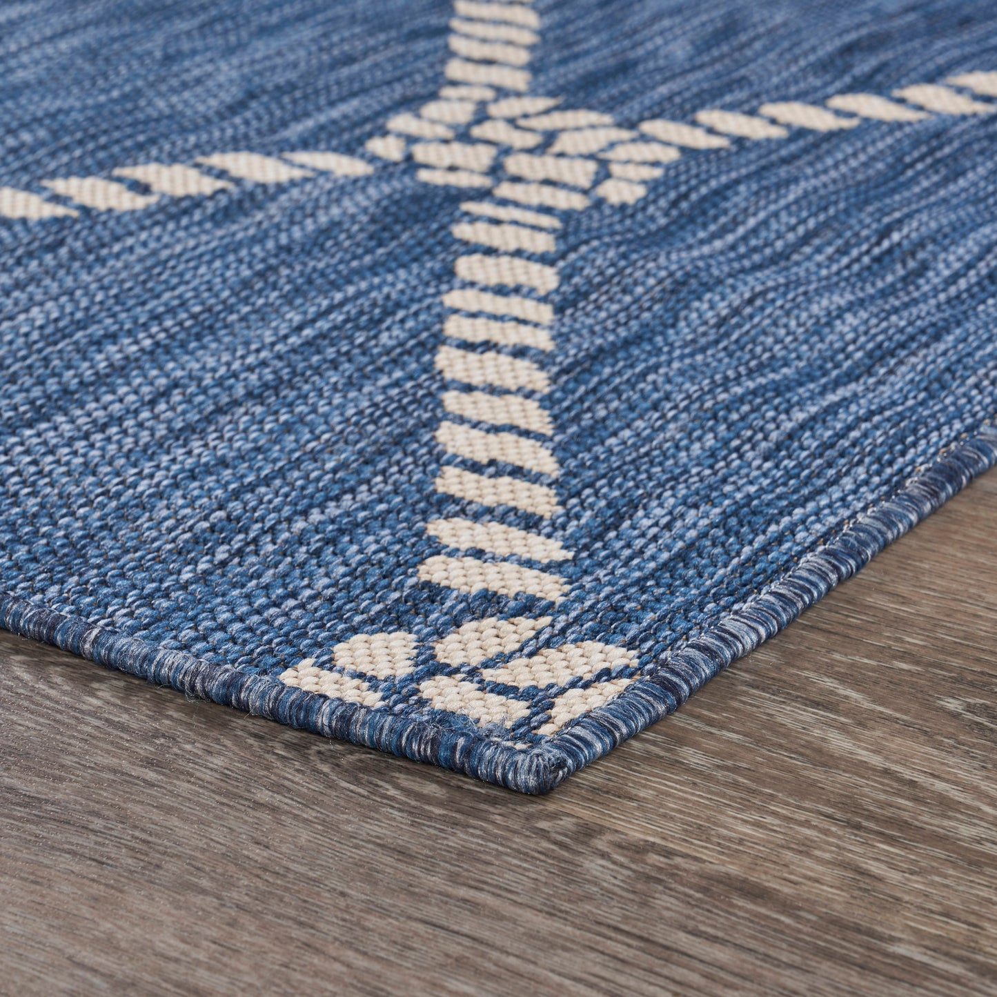 Seaside-81875 Modern Power-Loomed Navy/White Polypropylene Indoor/Outdoor Area Rug - LR Home