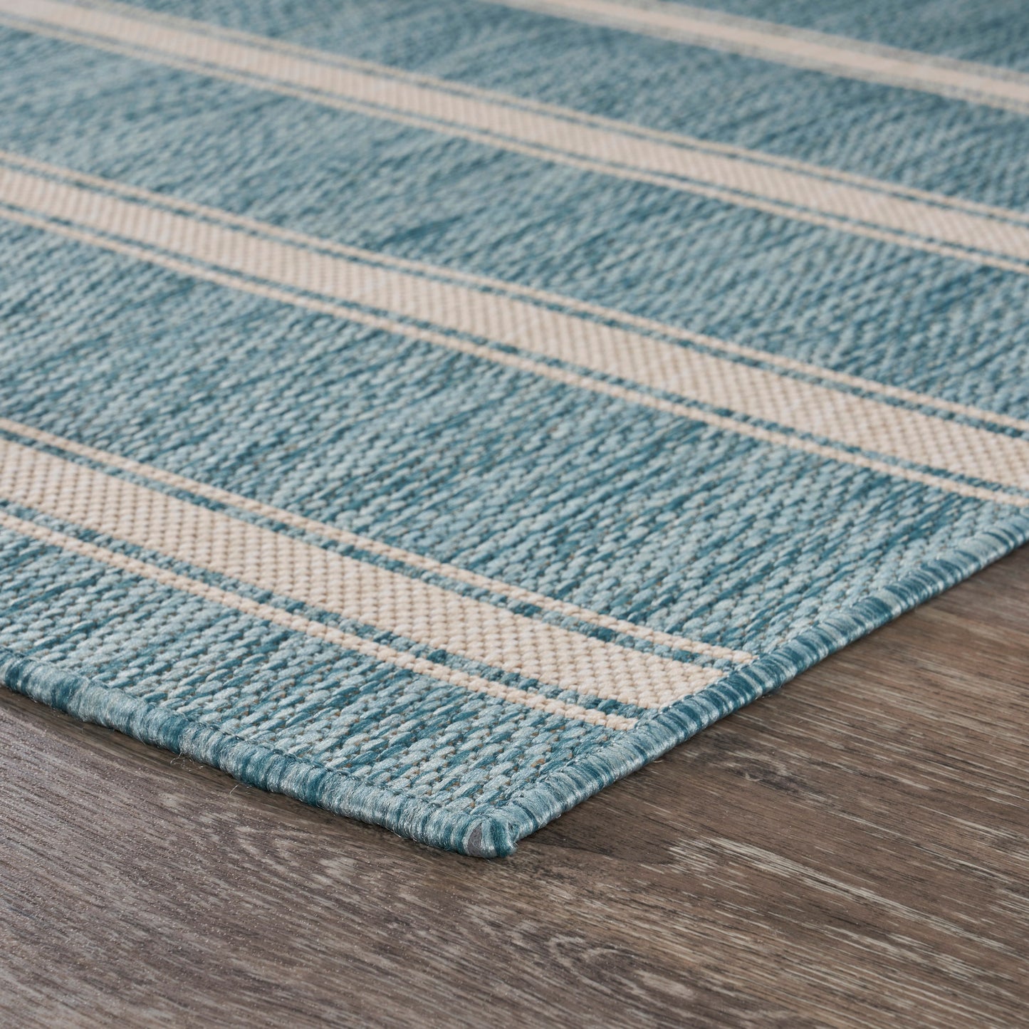 Seaside-81876 Tropical Power-Loomed Aqua/White Polypropylene Indoor/Outdoor Area Rug - LR Home