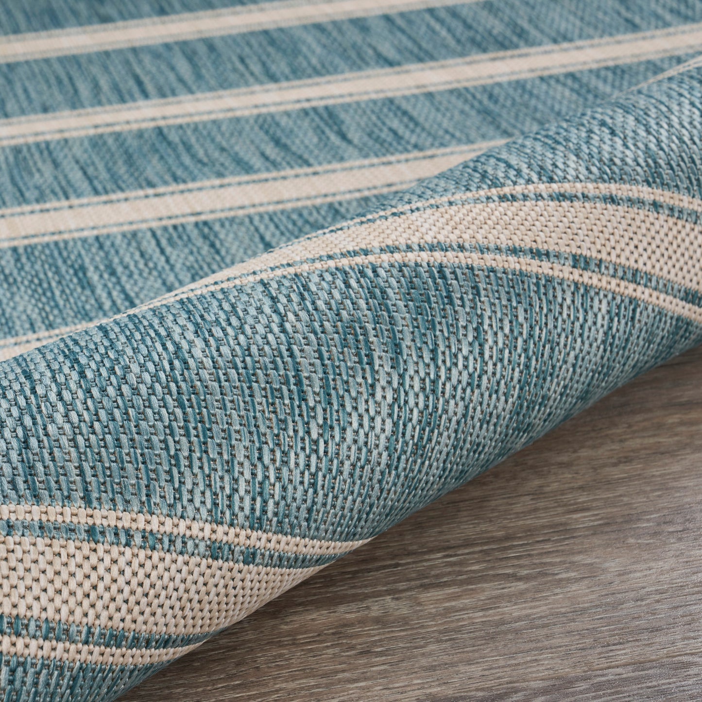 Seaside-81876 Tropical Power-Loomed Aqua/White Polypropylene Indoor/Outdoor Area Rug - LR Home