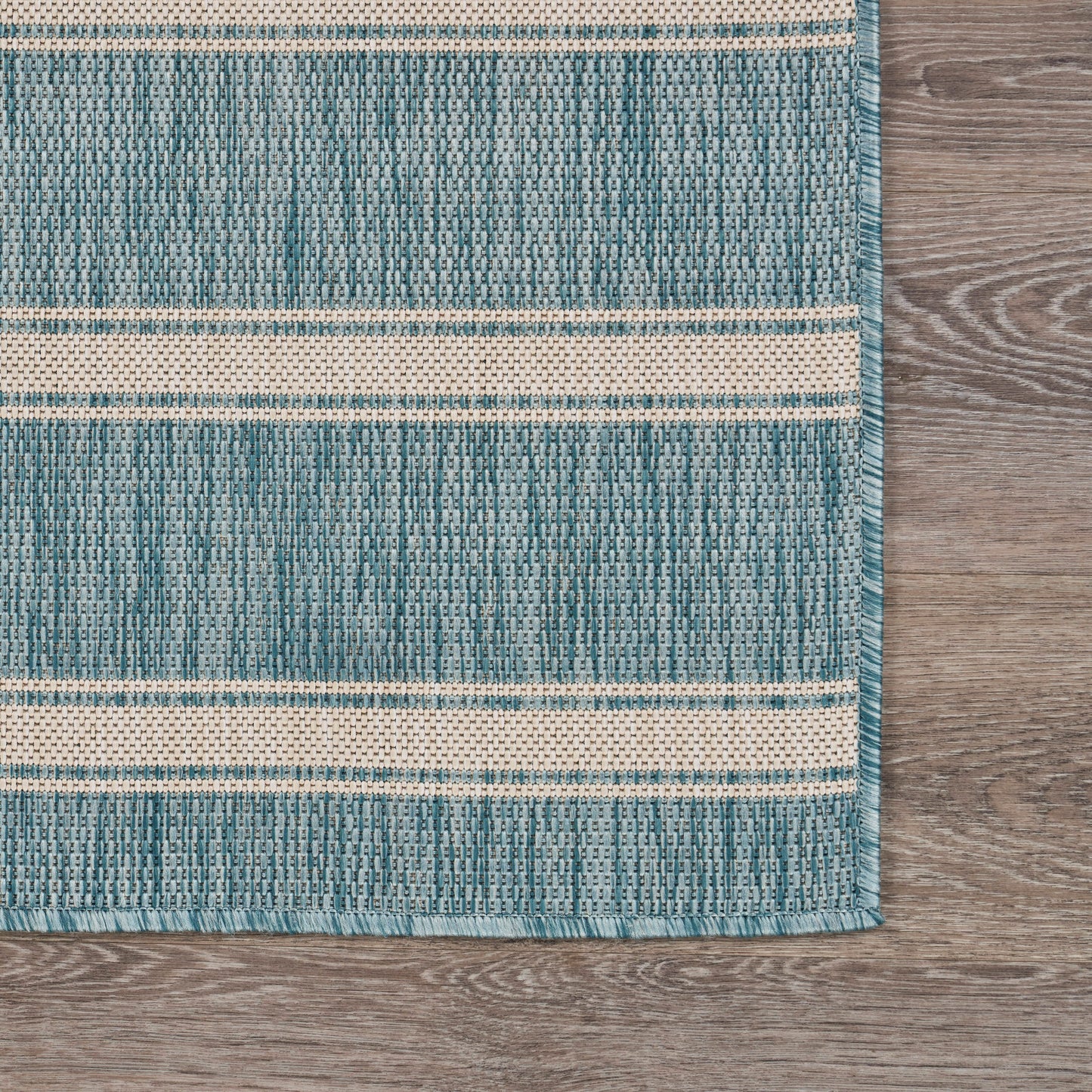 Seaside-81876 Tropical Power-Loomed Aqua/White Polypropylene Indoor/Outdoor Area Rug - LR Home
