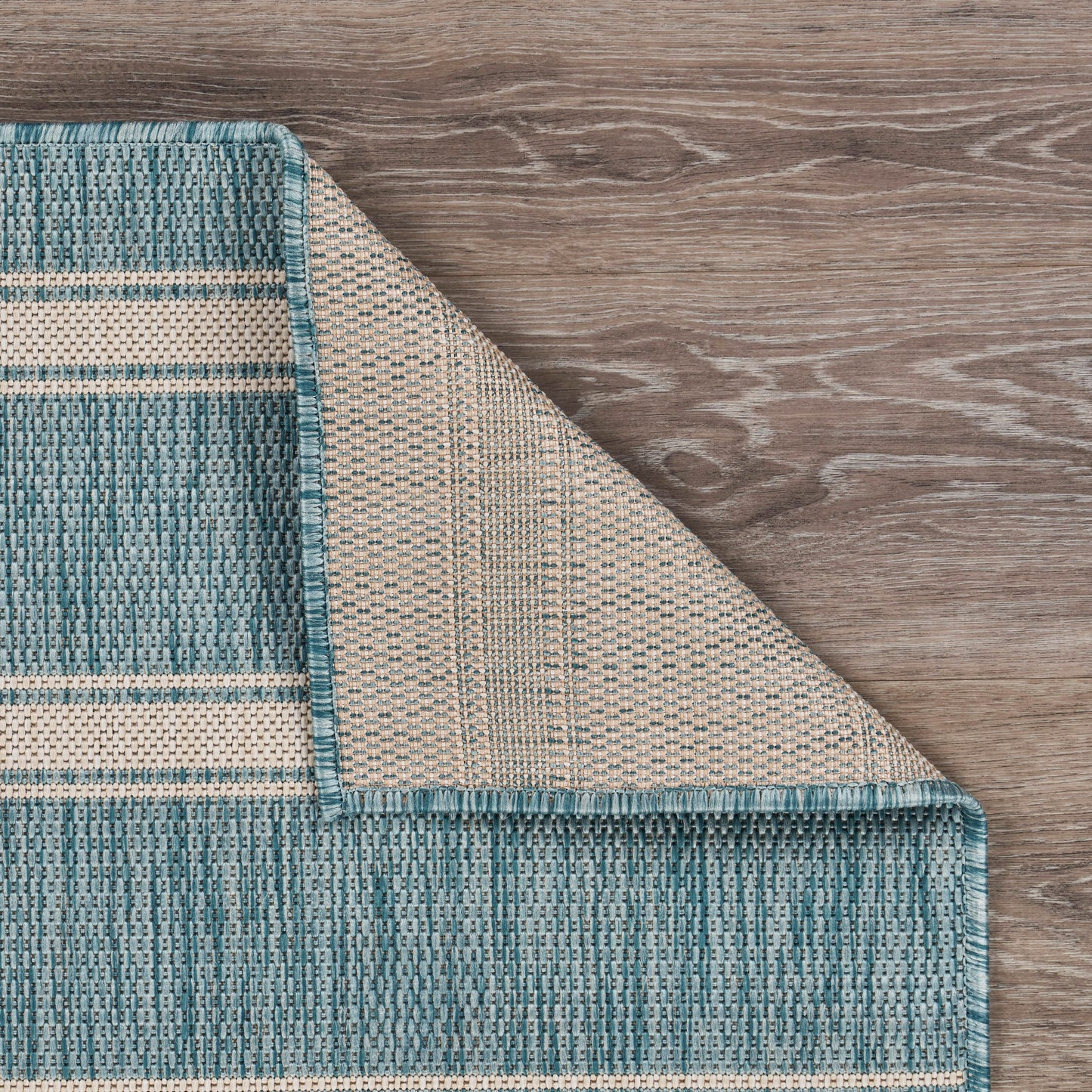 Seaside-81876 Tropical Power-Loomed Aqua/White Polypropylene Indoor/Outdoor Area Rug - LR Home