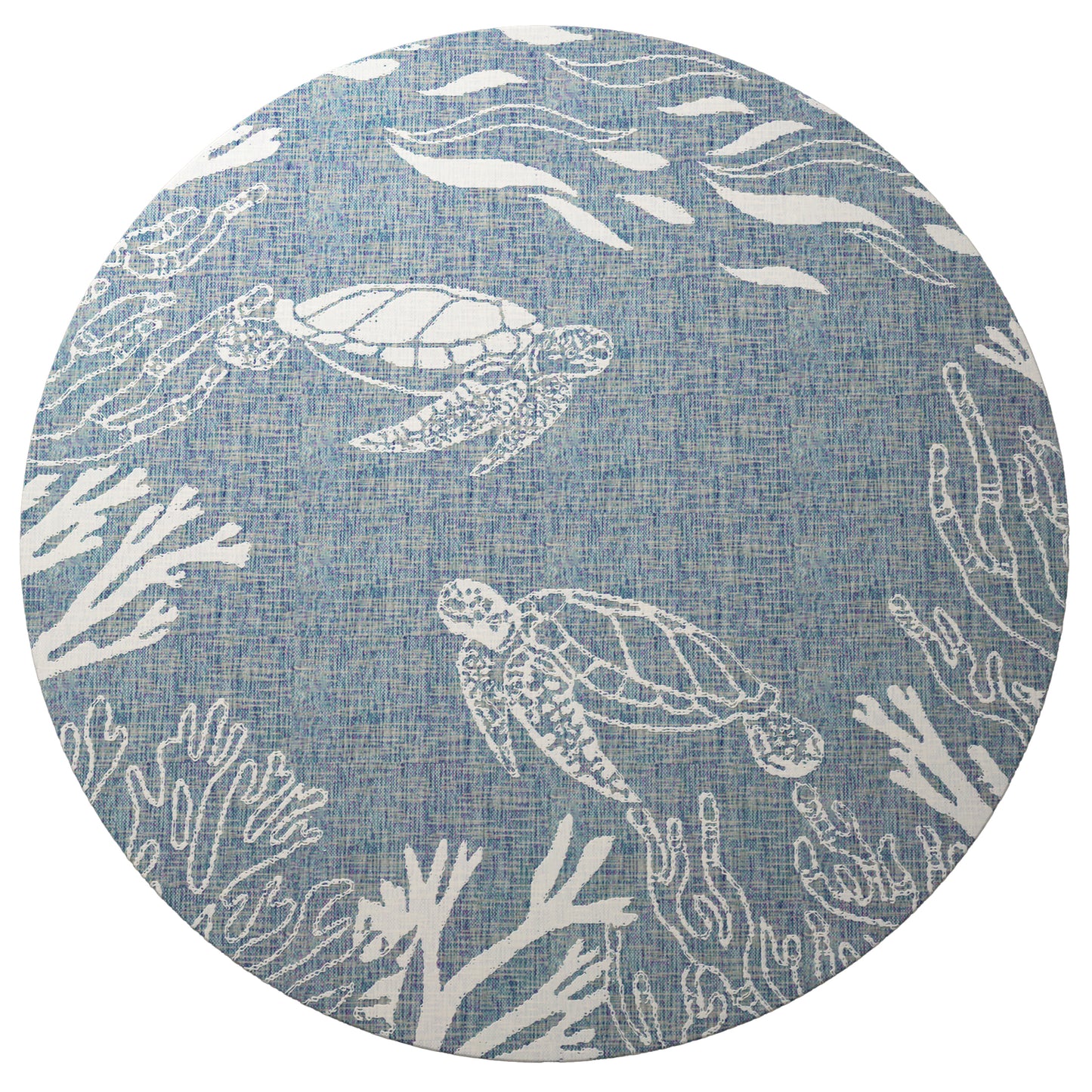 Seaside-81879 Nautical Power-Loomed Aqua/White Polypropylene Indoor/Outdoor Area Rug - LR Home